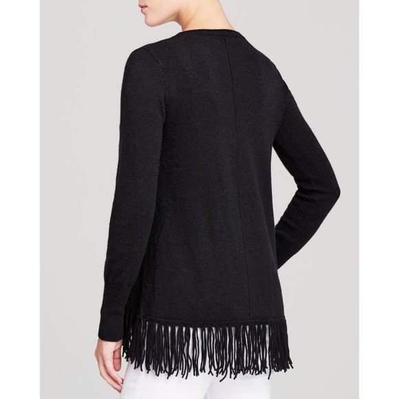 Black Cardigan with Fringe Hem - Picture 3 of 3